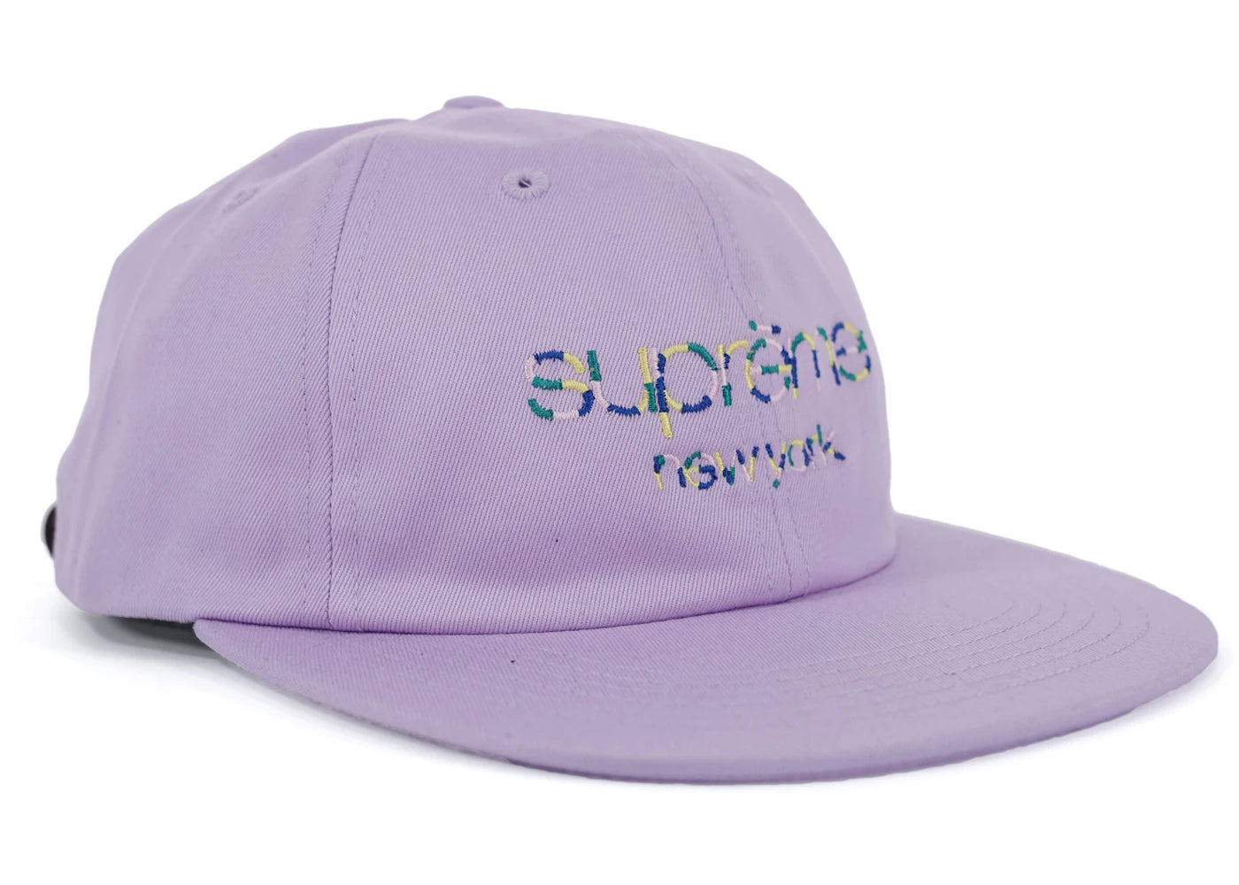 Supreme Multicolor Twill Classic Logo 6 Panel Cap Lavender