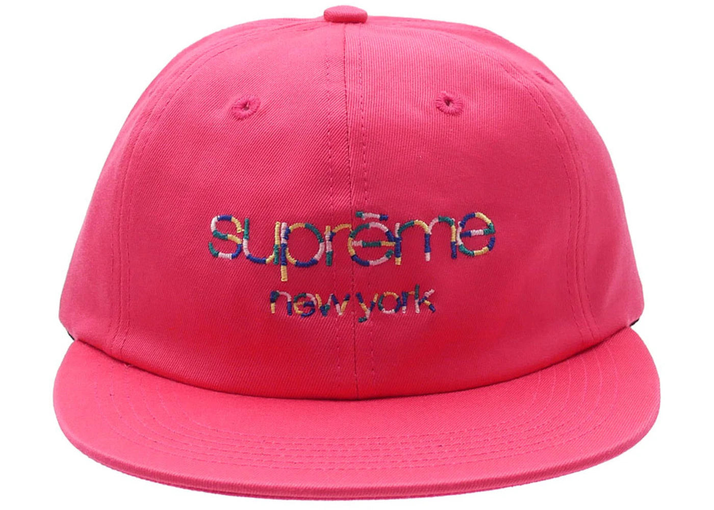 Supreme Multicolor Twill Classic Logo 6 Panel Cap Pink