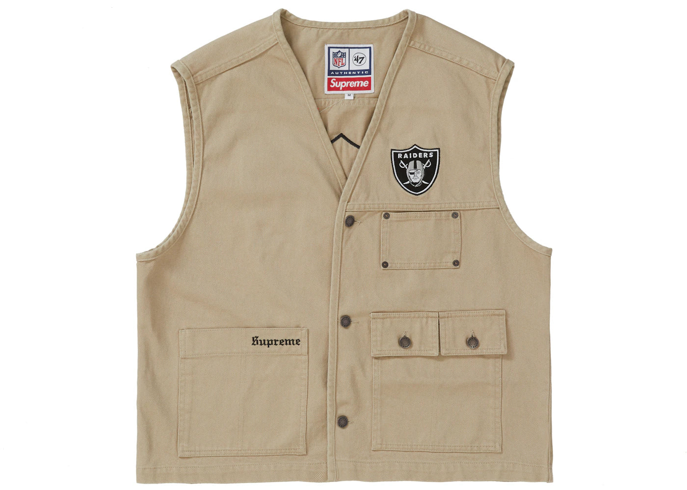 Supreme NFL x Raiders x '47 Denim Vest Khaki
