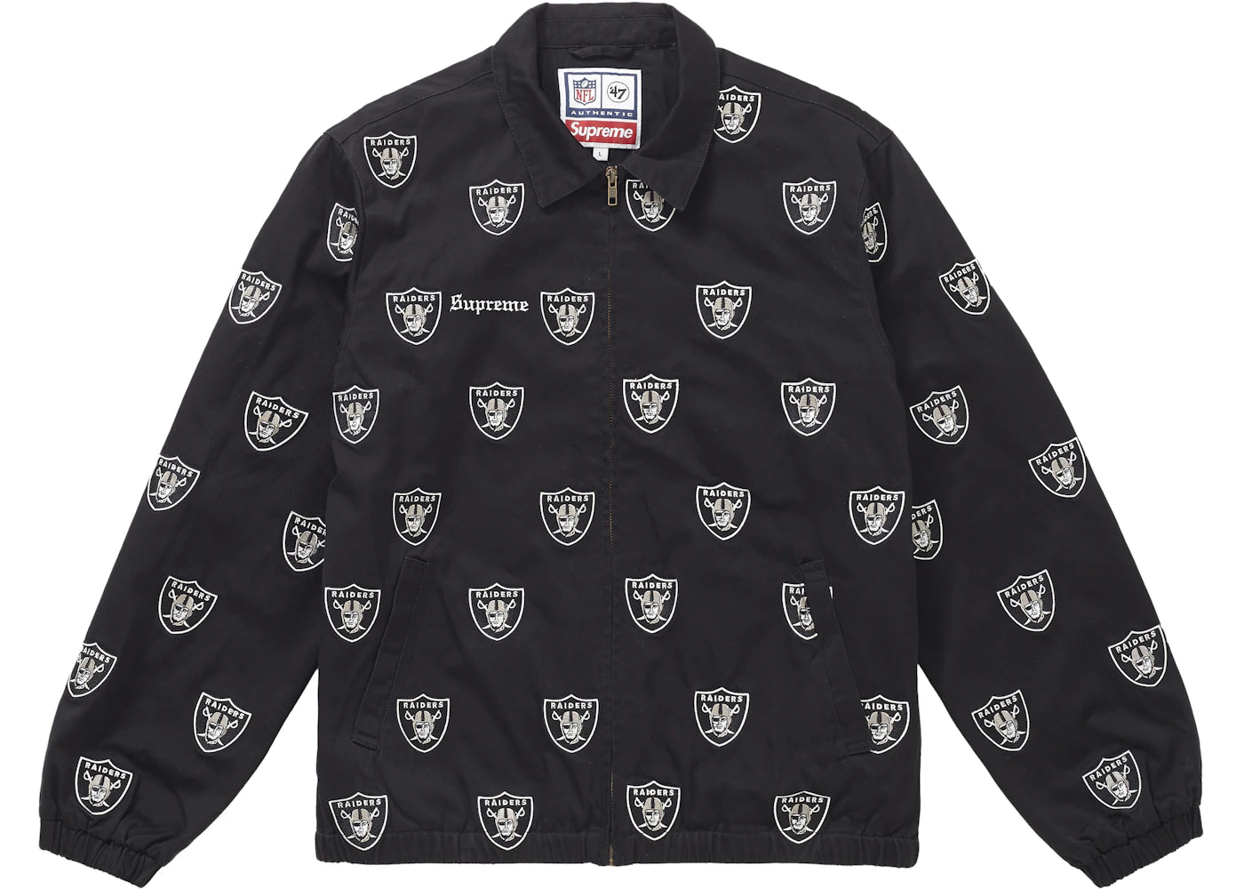 Supreme NFL x Raiders x '47 Embroidered Harrington Jacket Black