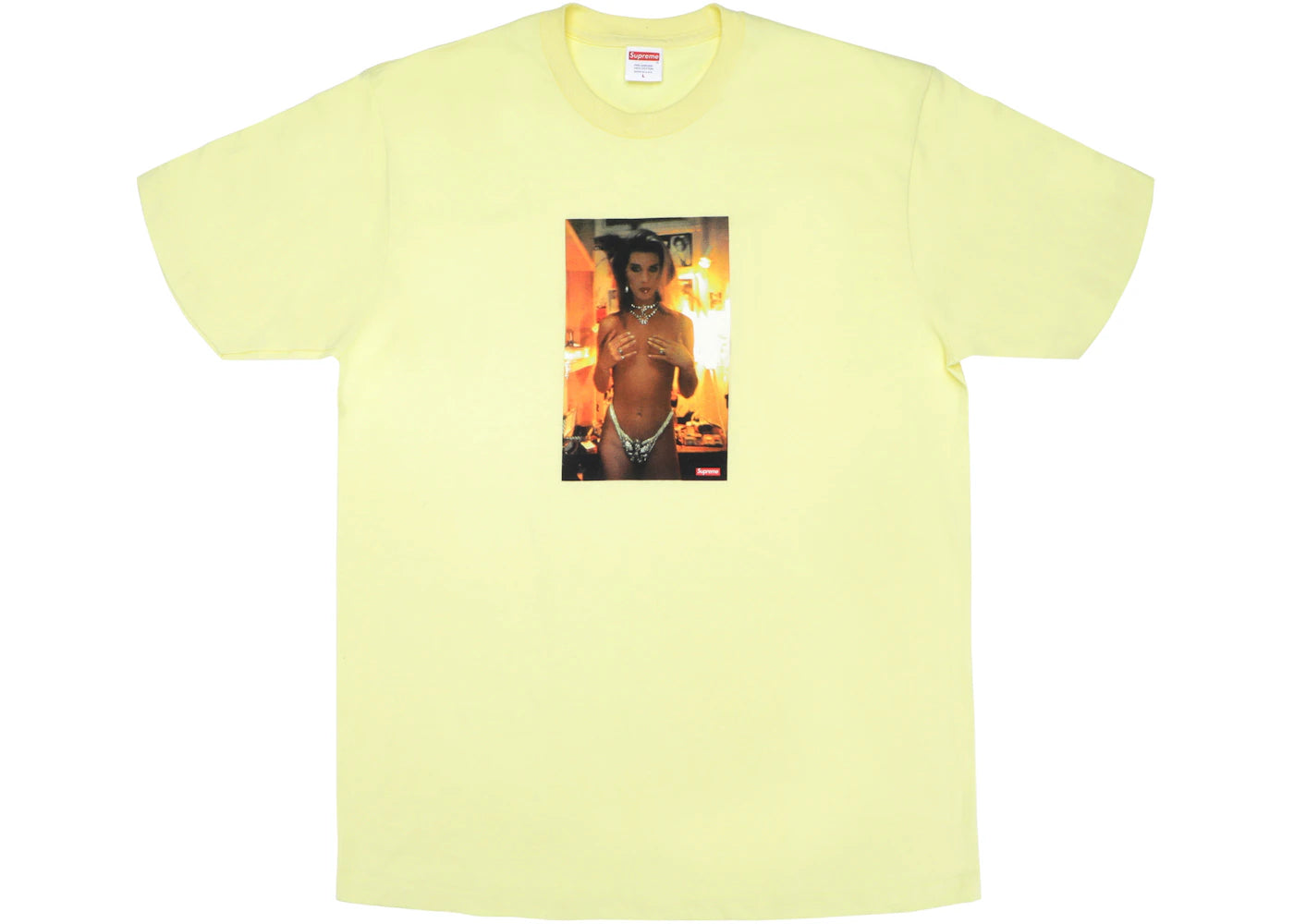 Supreme Nan Goldin Kim in Rhinestone Tee Pale Yellow