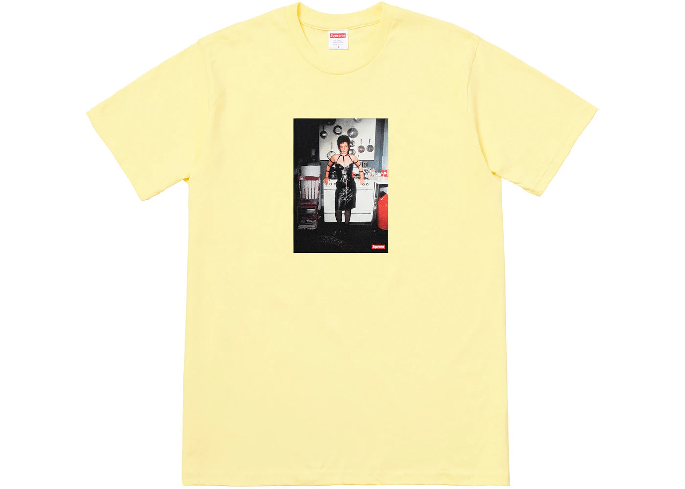 Supreme Nan Goldin Nan as a dominatrix Tee Pale Yellow