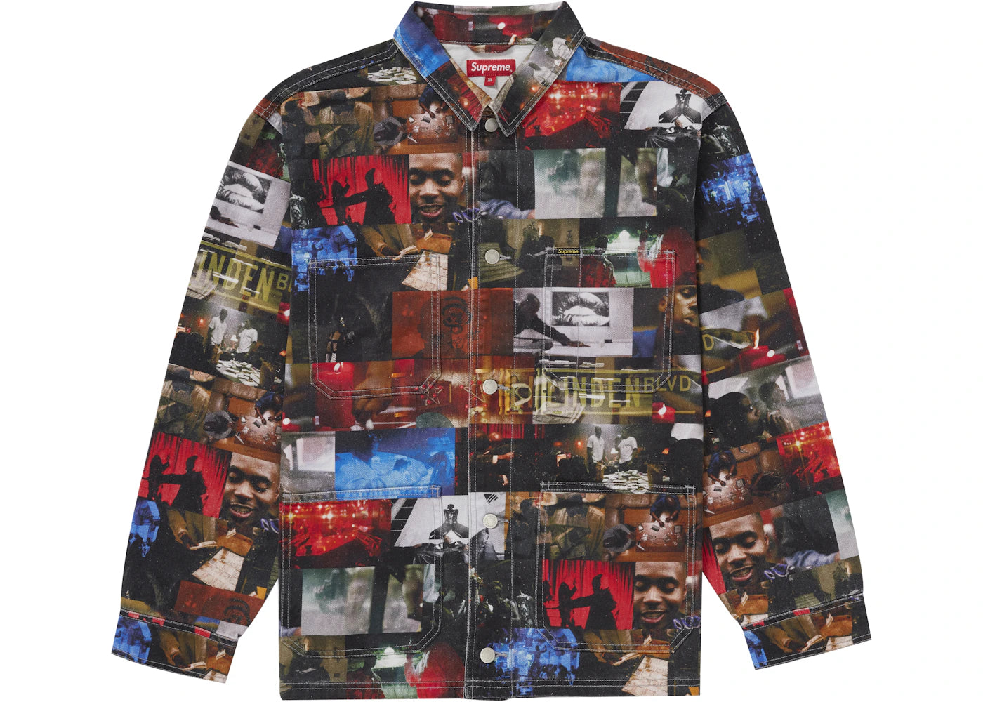 Supreme Nas and DMX Collage Denim Chore Coat Multicolor