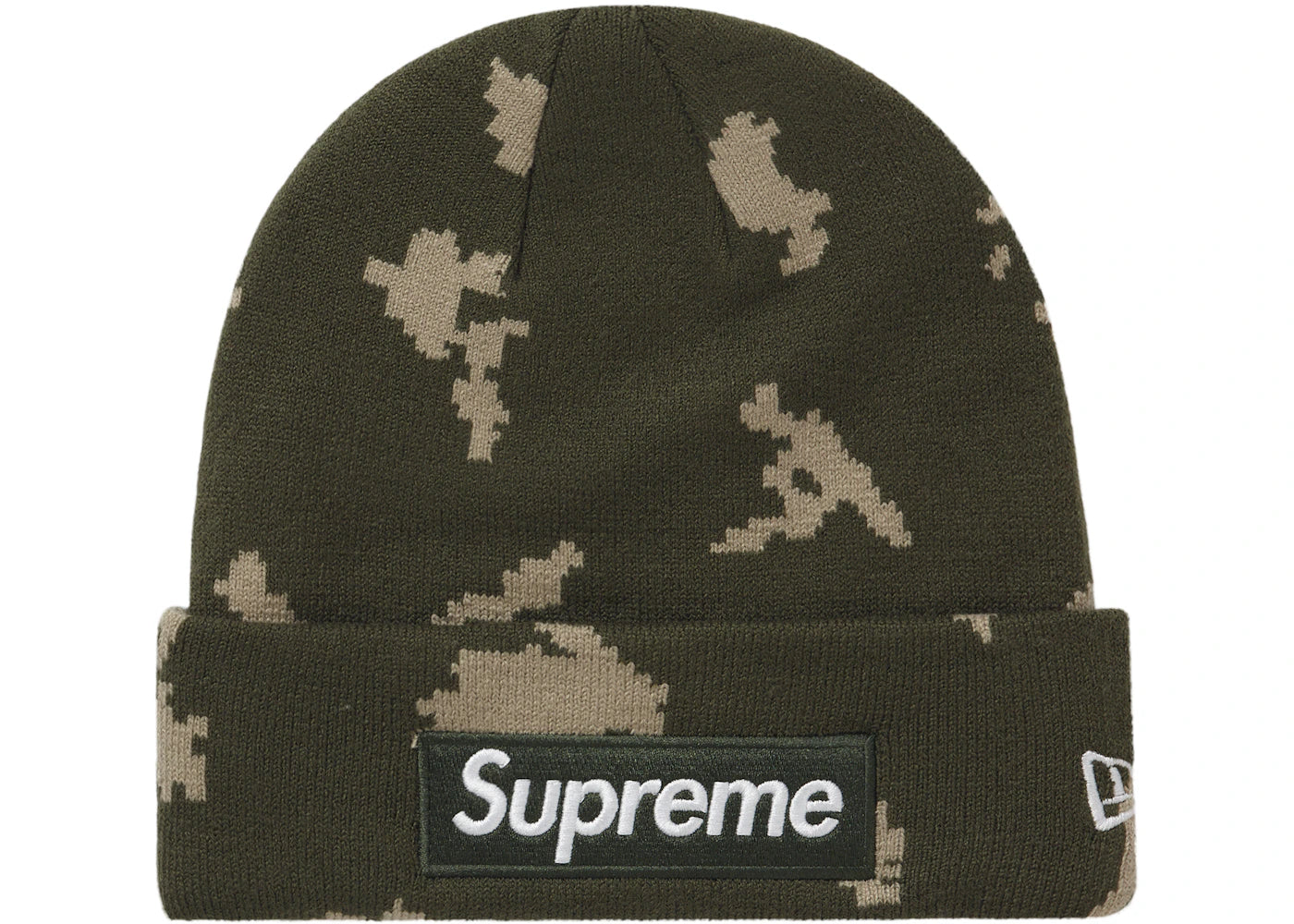 Supreme New Era Box Logo Beanie (FW21) Olive Russian Camo