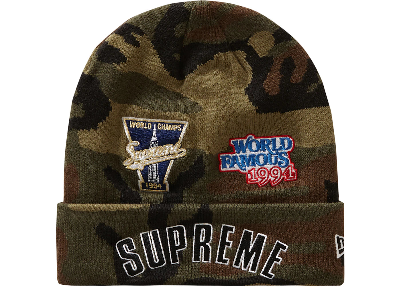 Supreme New Era Championship Beanie Woodland Camo