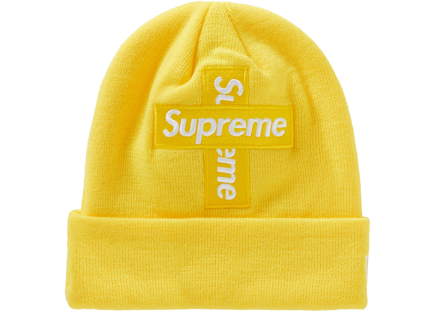 Supreme New Era Cross Box Logo Beanie Lemon