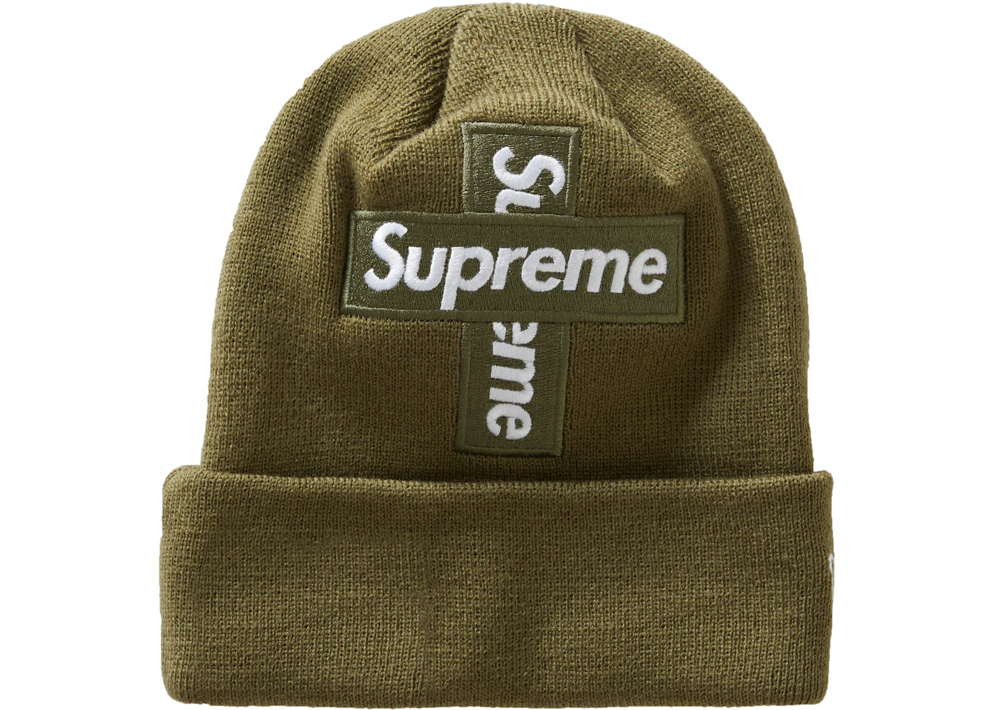 Supreme New Era Cross Box Logo Beanie Light Olive