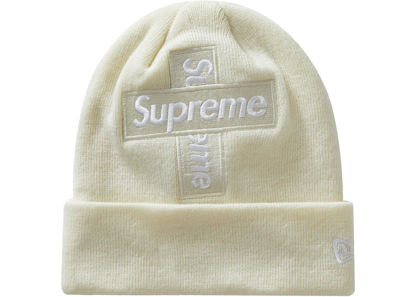 Supreme New Era Cross Box Logo Beanie Natural