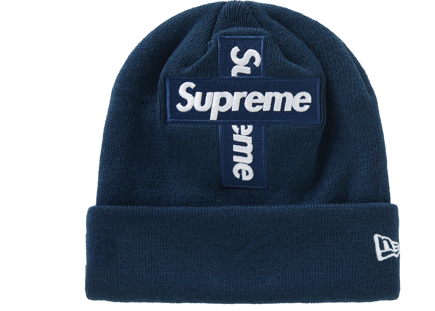 Supreme New Era Cross Box Logo Beanie Navy