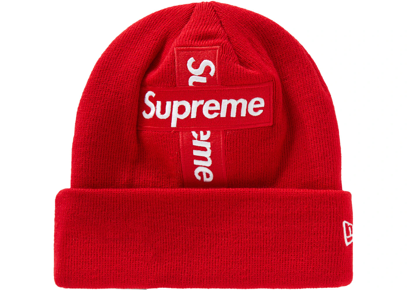 Supreme New Era Cross Box Logo Beanie Red