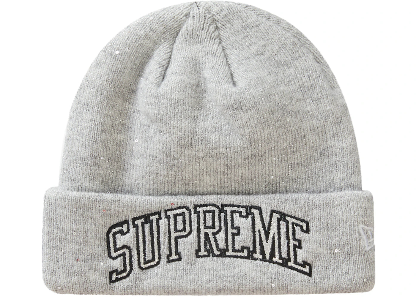 Supreme New Era Metallic Arc Beanie Grey