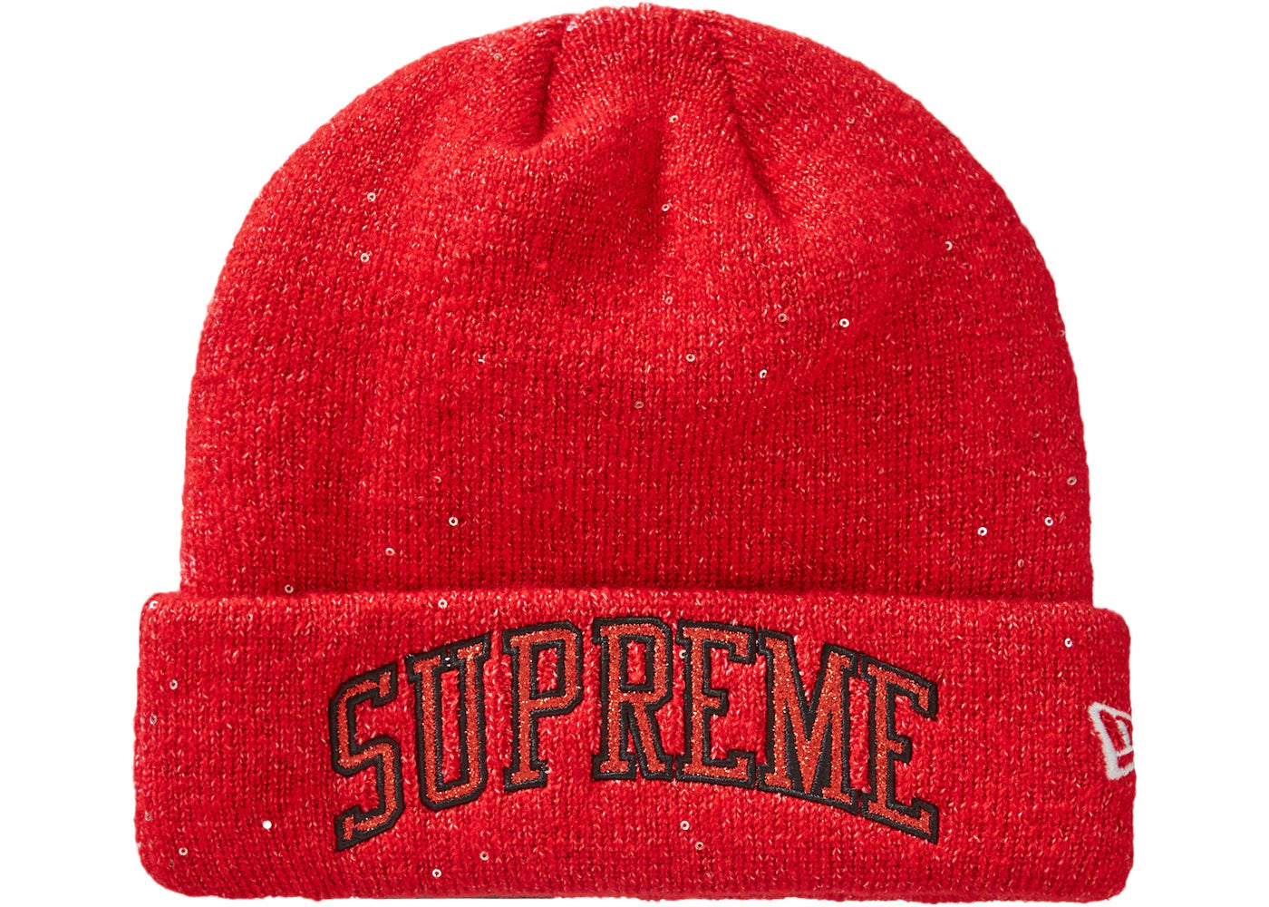 Supreme New Era Metallic Arc Beanie Red