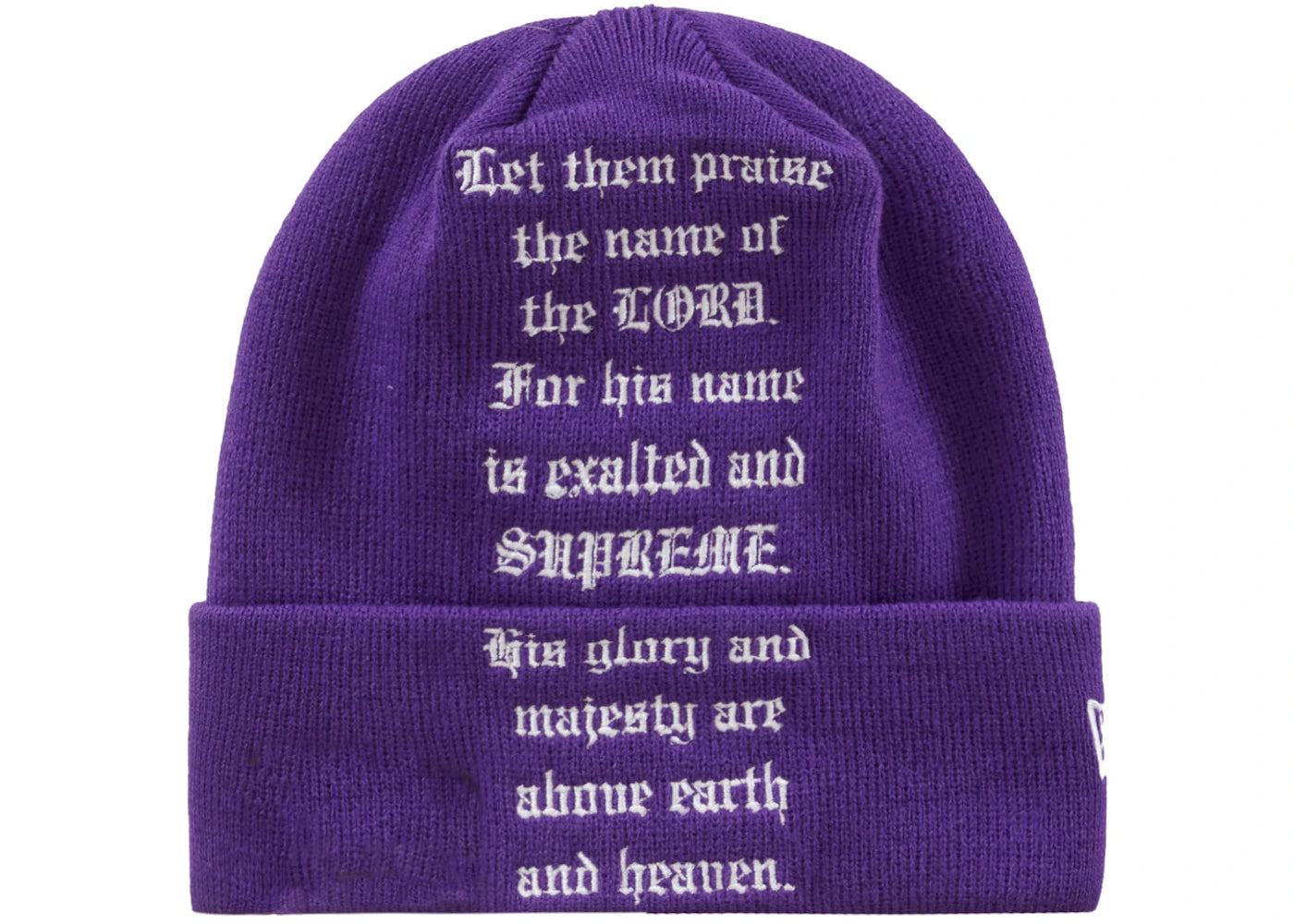 Supreme New Era Psalm Beanie Purple