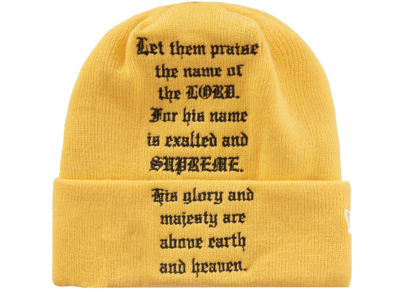 Supreme New Era Psalm Beanie Yellow