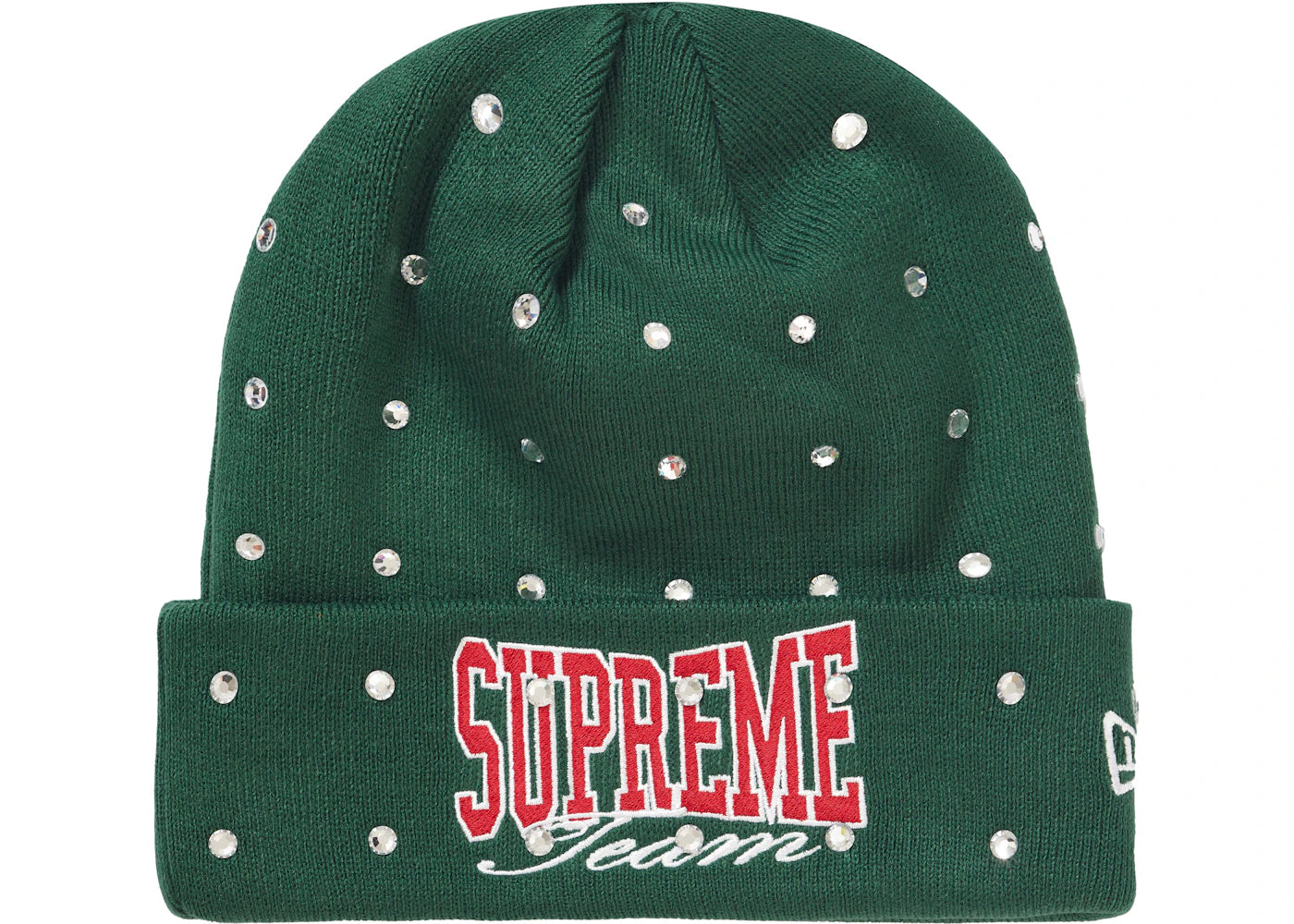 Supreme New Era Rhinestone Beanie Dark Green