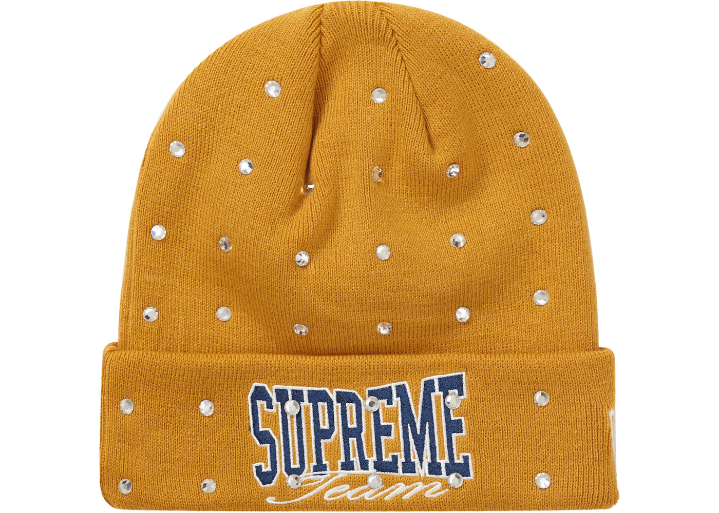 Supreme New Era Rhinestone Beanie Light Mustard