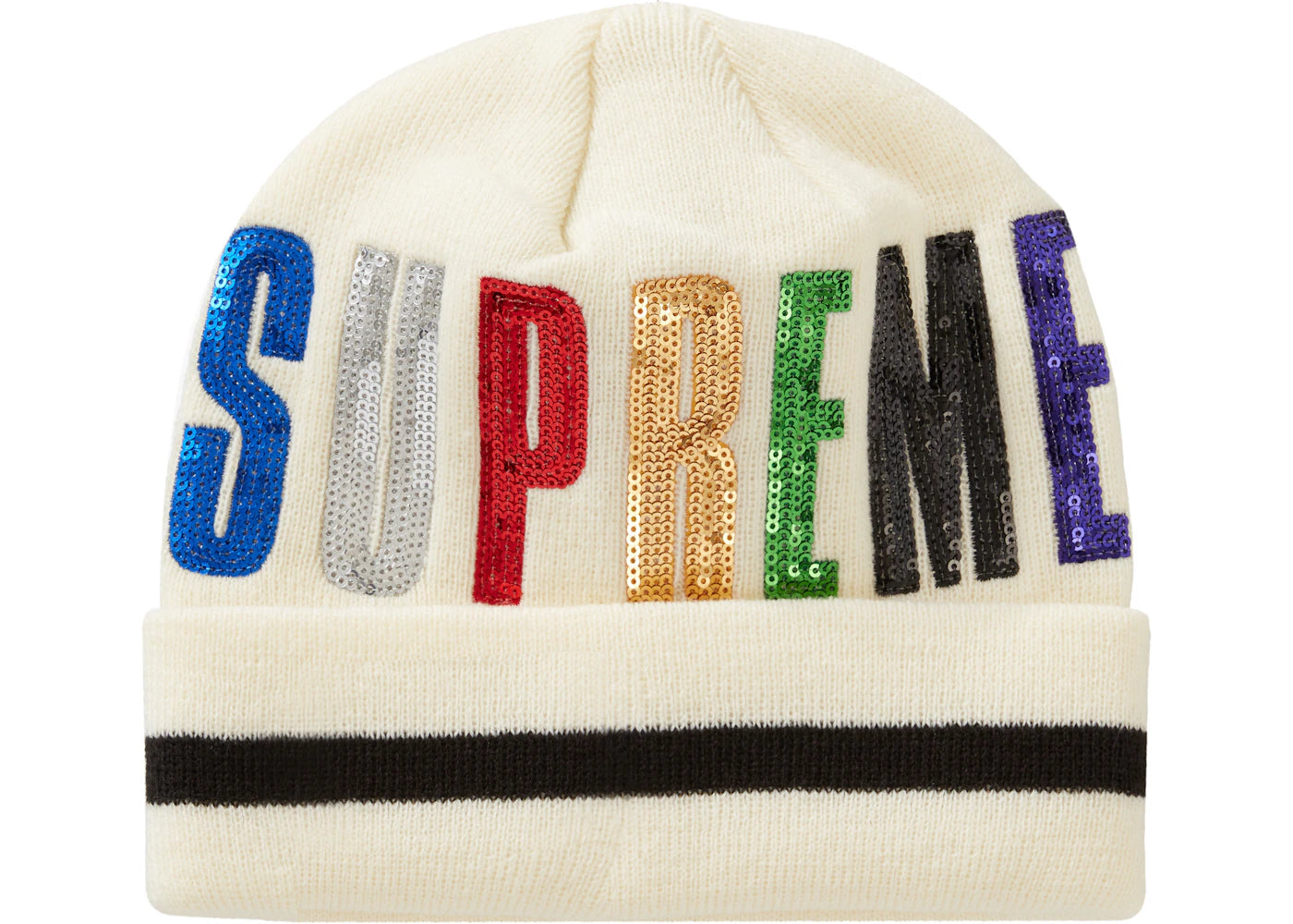 Supreme New Era Sequin Beanie Natural