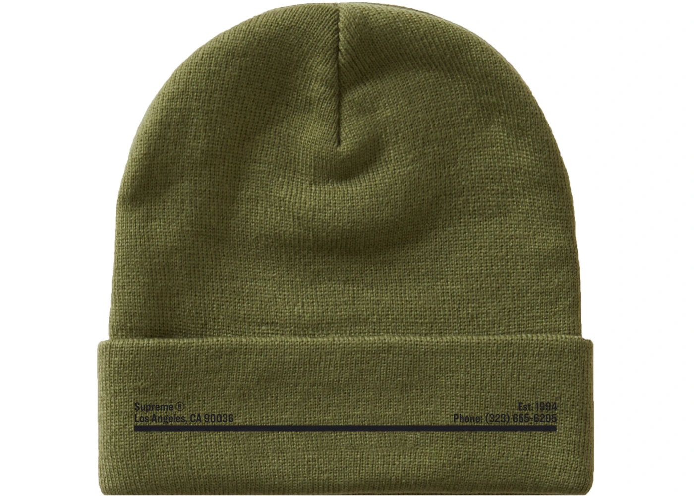 Supreme New Era Shop Beanie Light Olive Los Angeles