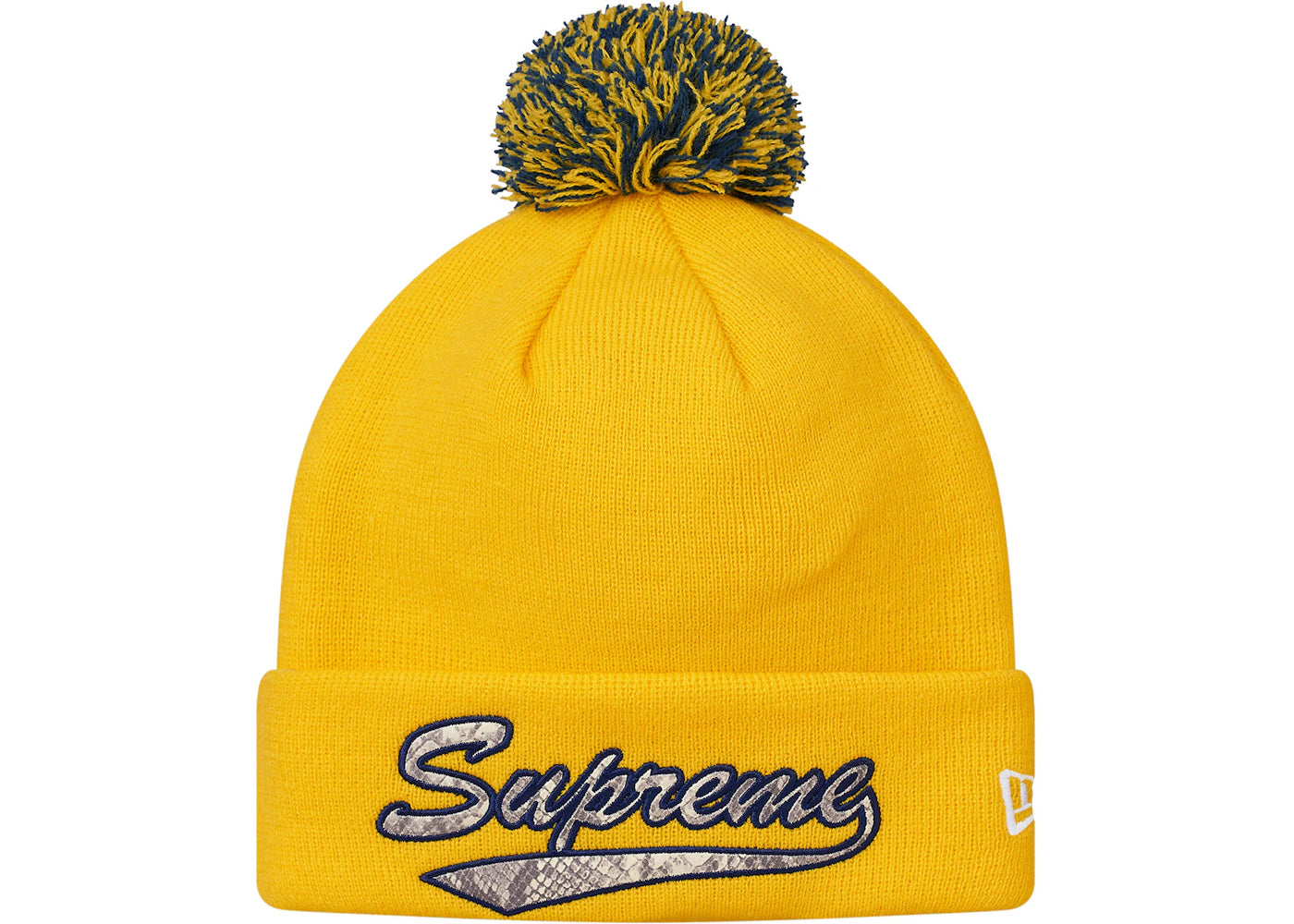 Supreme New Era Snake Script Beanie Yellow