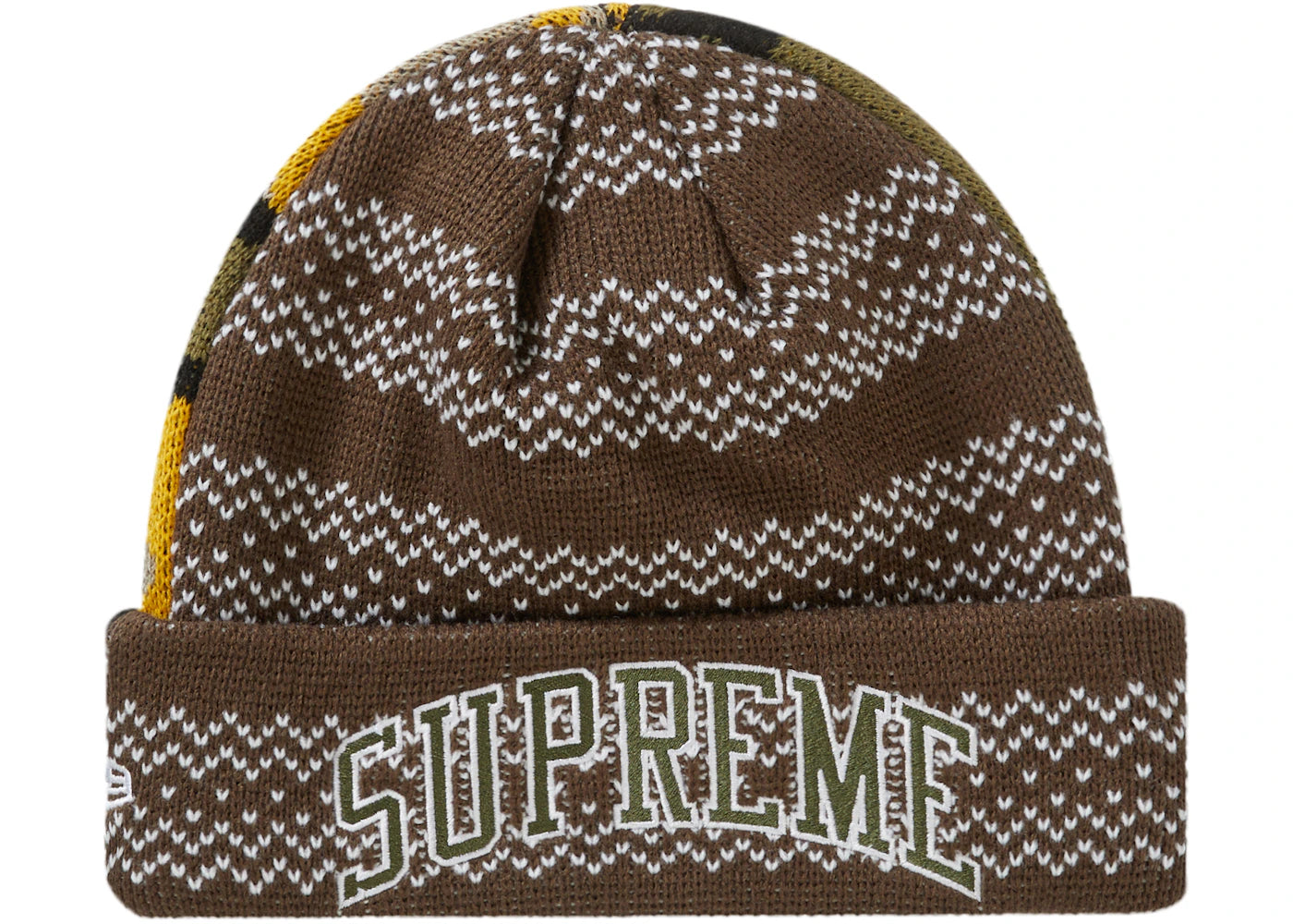 Supreme New Era Split Beanie Brown