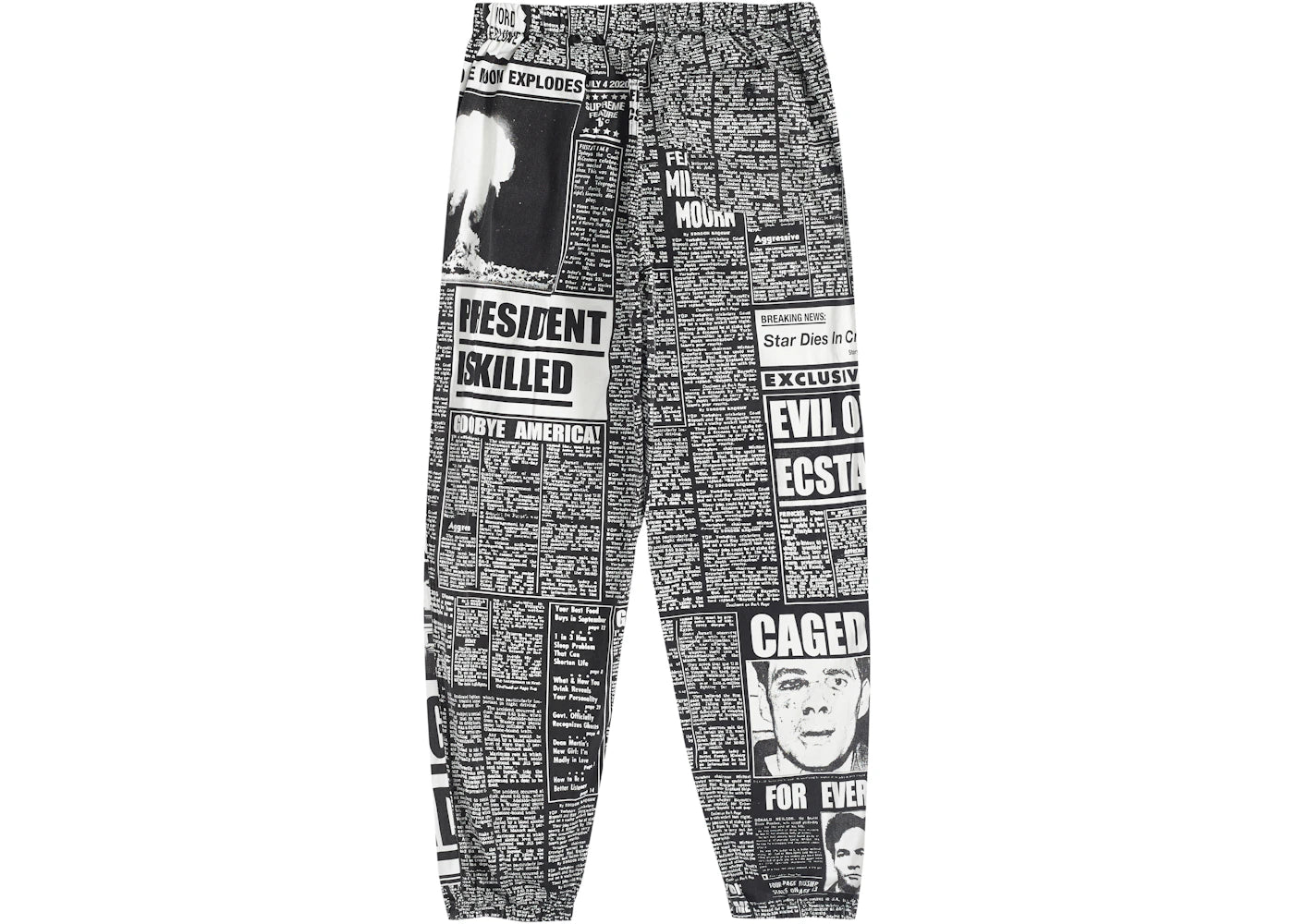 Supreme Newsprint Skate Pant Black