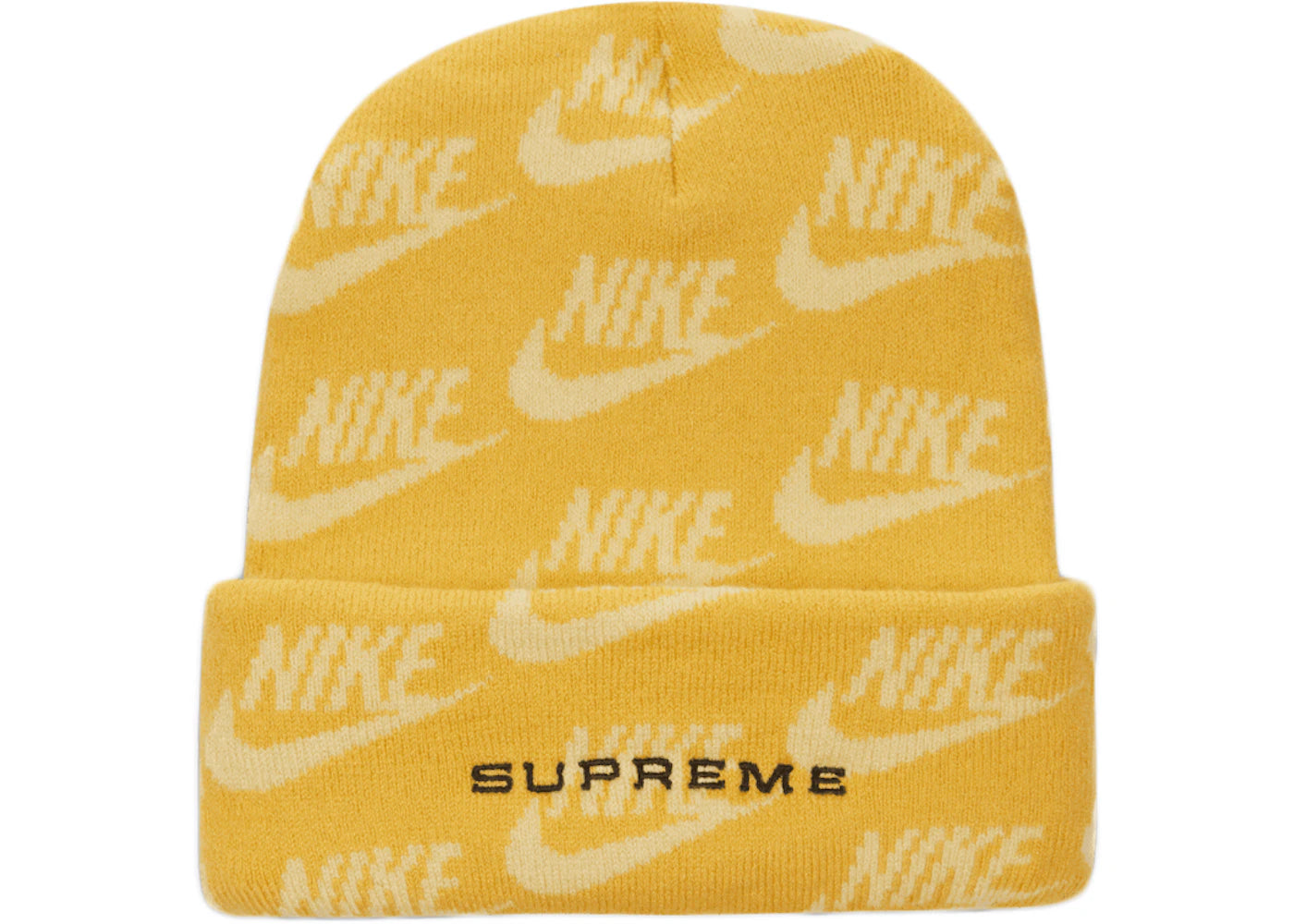 Supreme Nike Jacquard Logos Beanie Pale Yellow