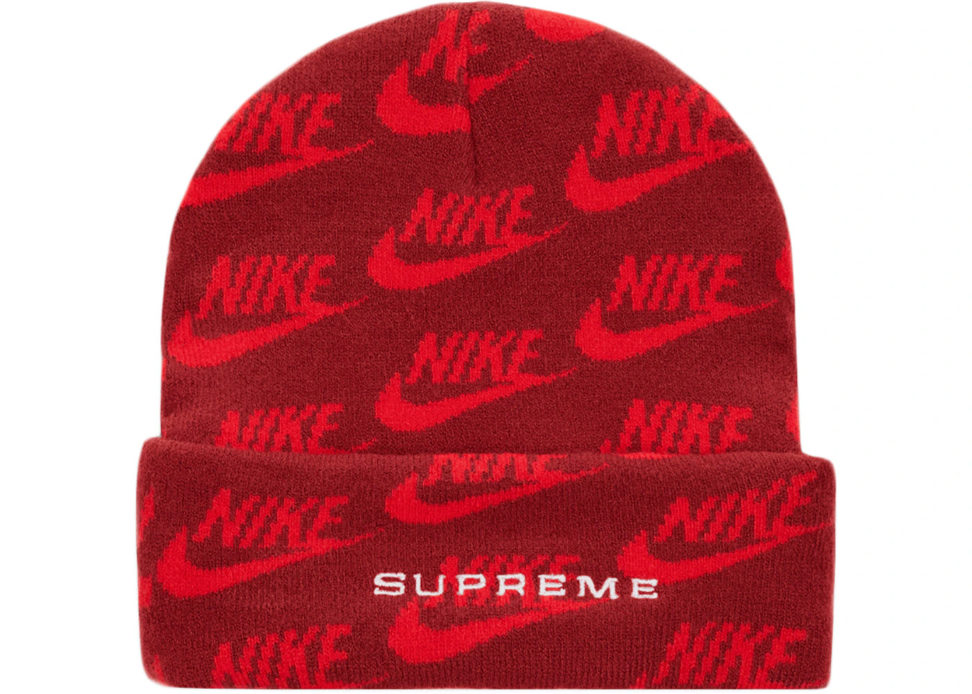 Supreme Nike Jacquard Logos Beanie Red