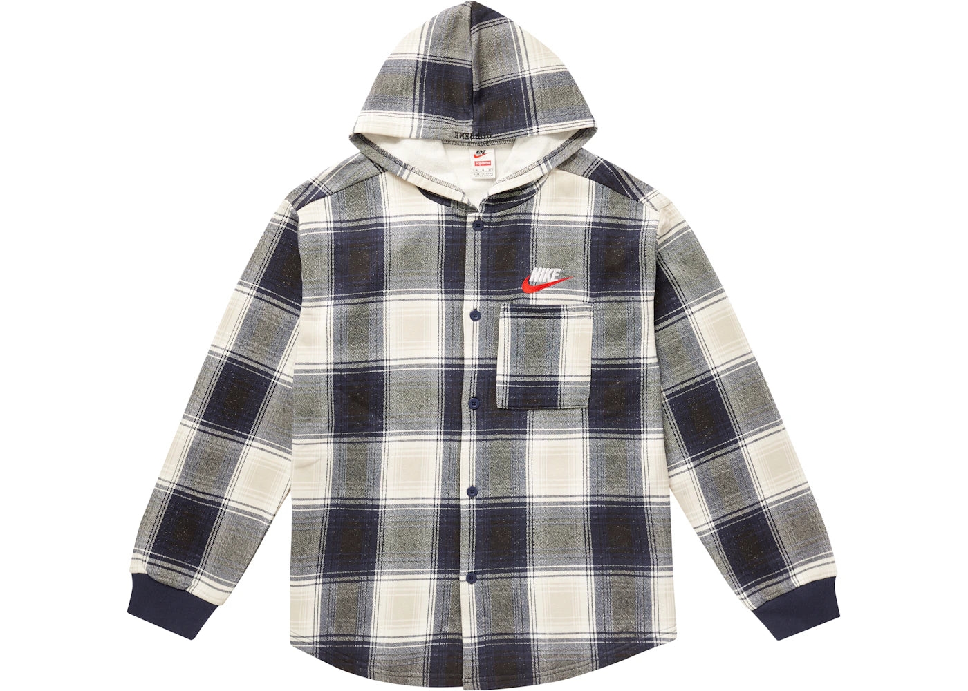 Supreme Nike Plaid Hooded Sweatshirt Navy