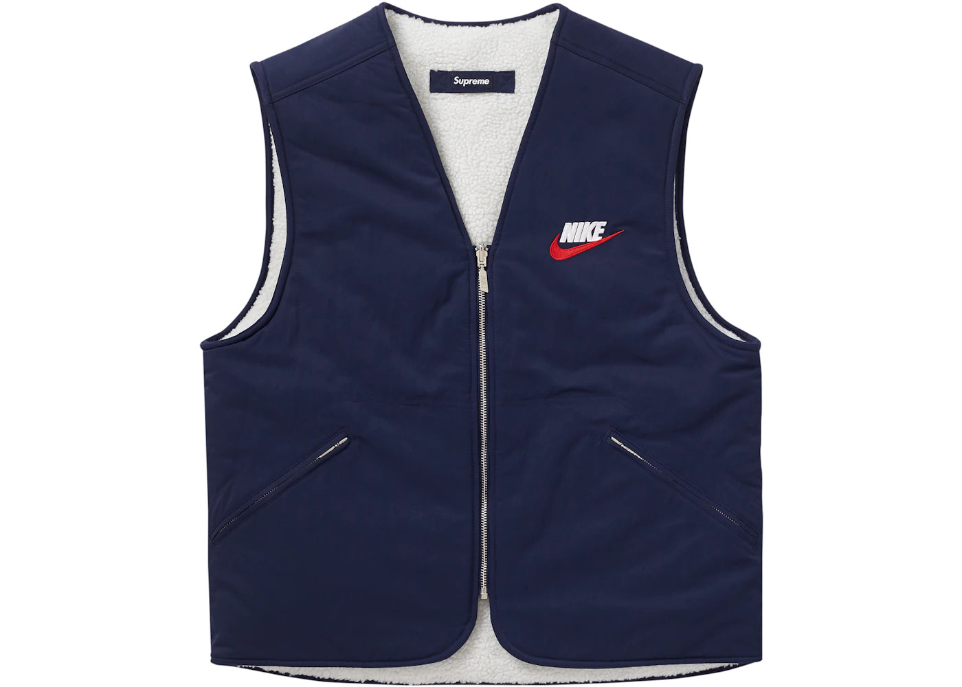 Supreme Nike Reversible Nylon Sherpa Vest Navy