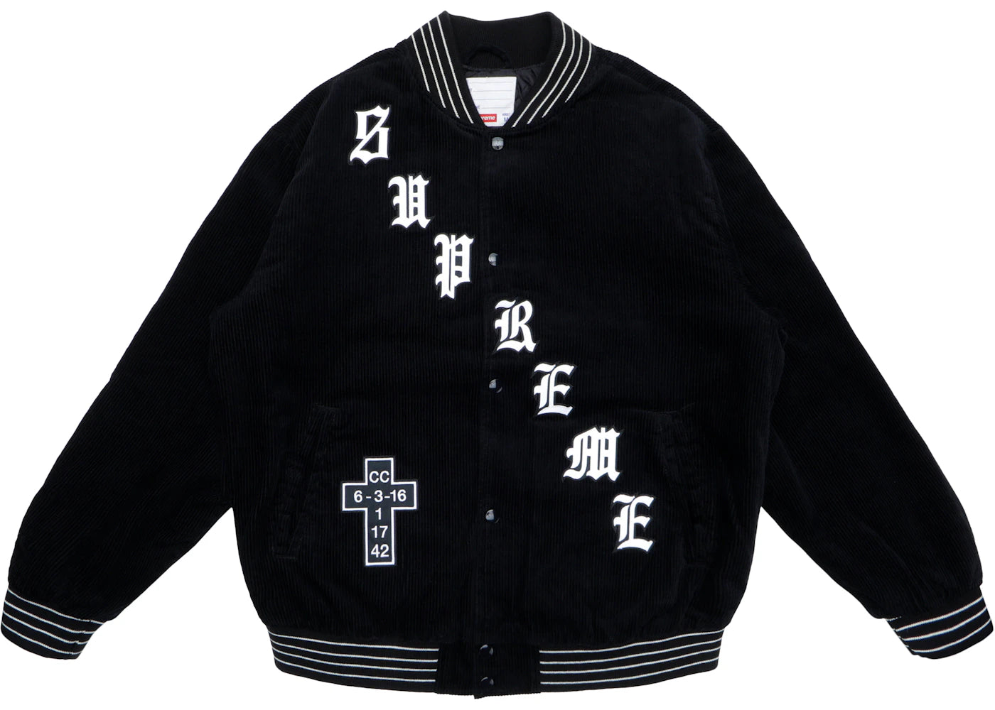 Supreme Old English Corduroy Varsity Jacket Black