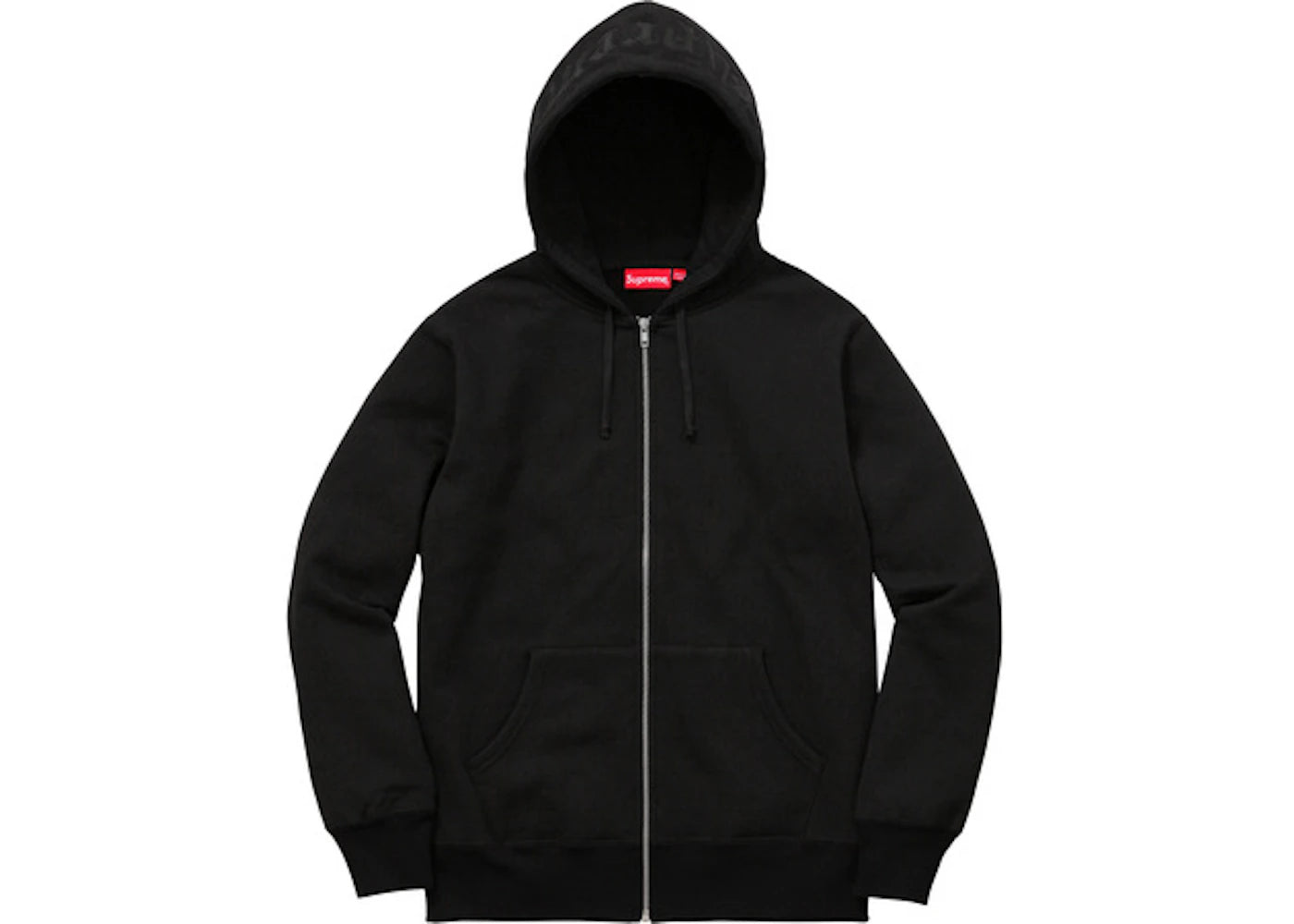 Supreme Old English Hood Logo Zip Up Hoodie Black