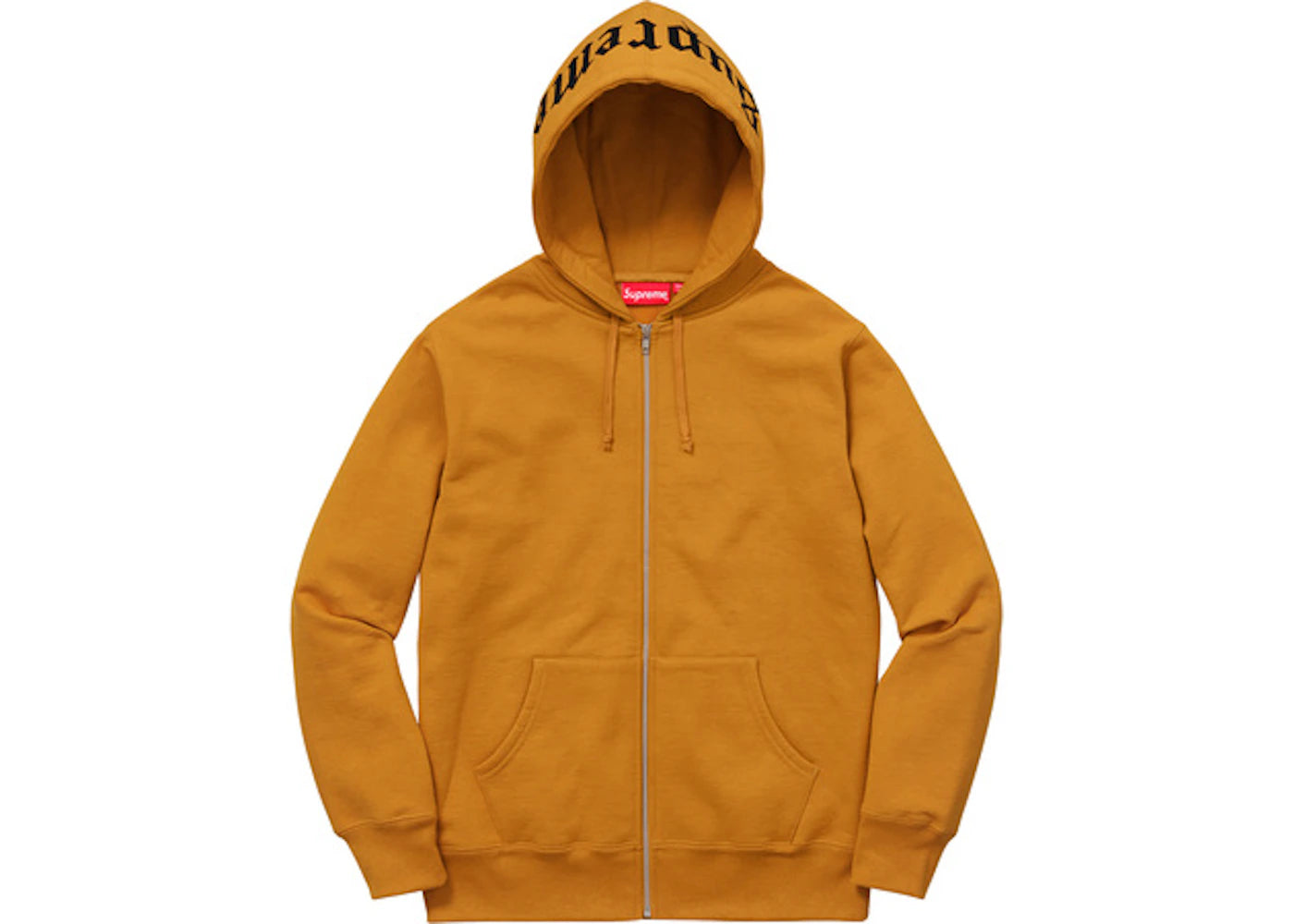Supreme Old English Hood Logo Zip Up Hoodie Gold