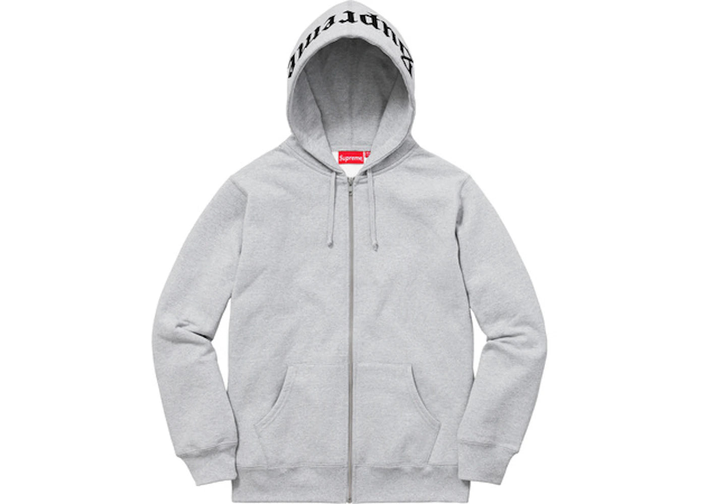 Supreme Old English Hood Logo Zip Up Hoodie Heather Grey
