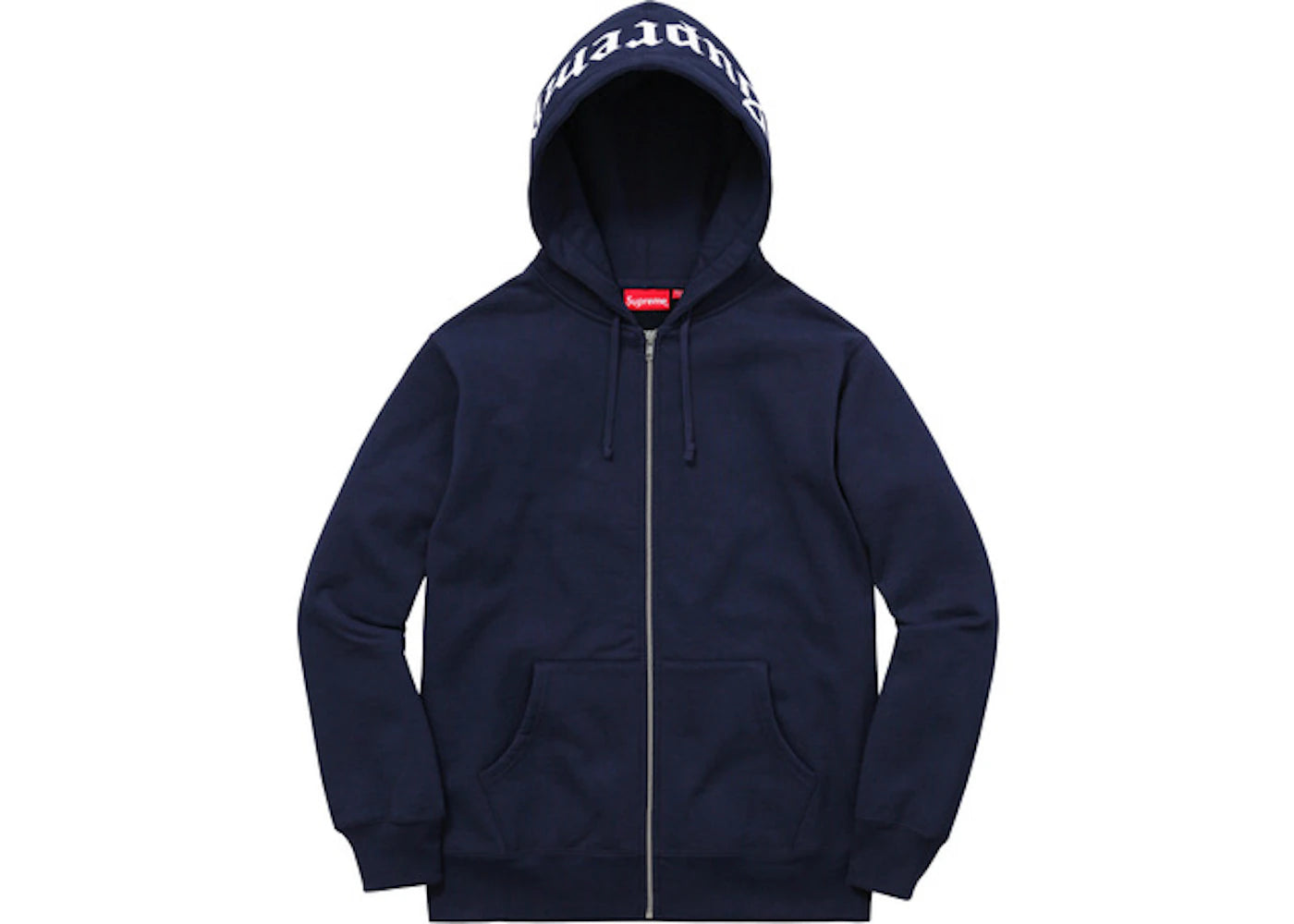 Supreme Old English Hood Logo Zip Up Hoodie Navy
