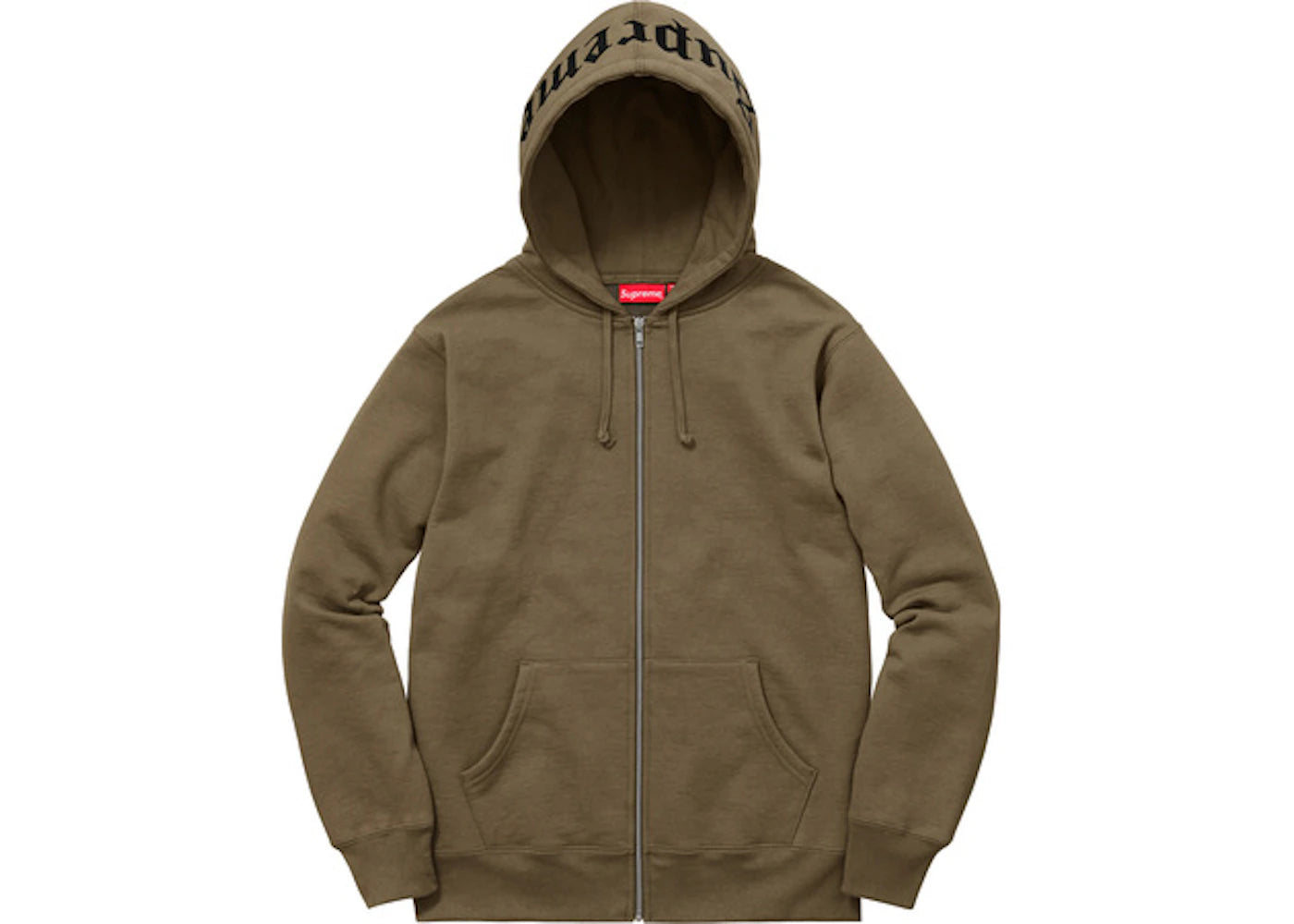 Supreme Old English Hood Logo Zip Up Hoodie Olive