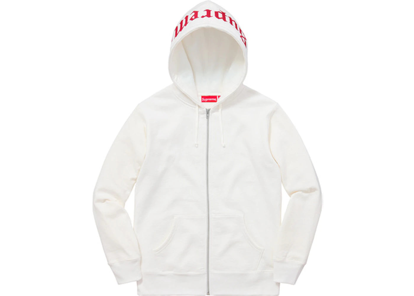 Supreme Old English Hood Logo Zip Up Hoodie White