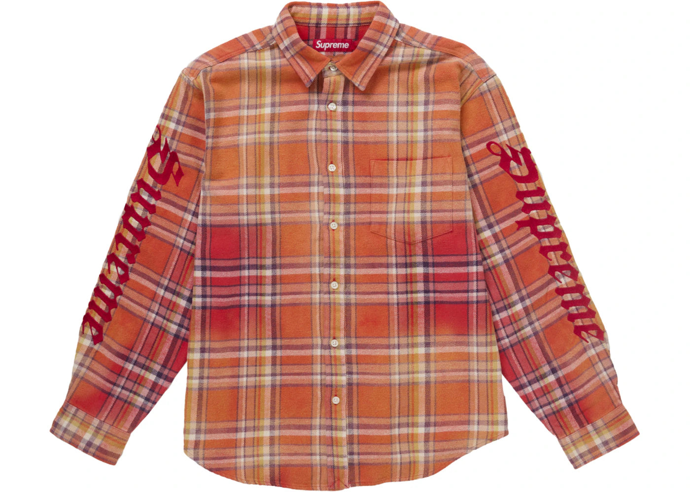 Supreme Old English Plaid Flannel Shirt Orange