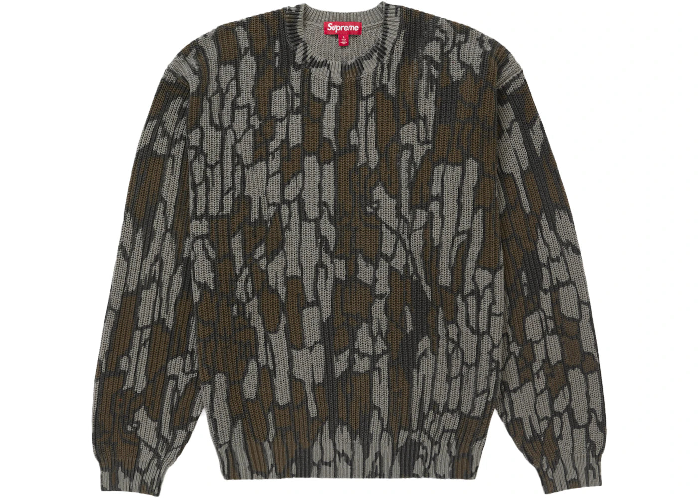 Supreme Old English Printed Sweater Mossy Oak Trebark Camo