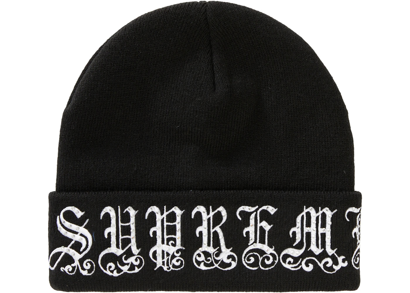 Supreme Old English Rhinestone Beanie Black