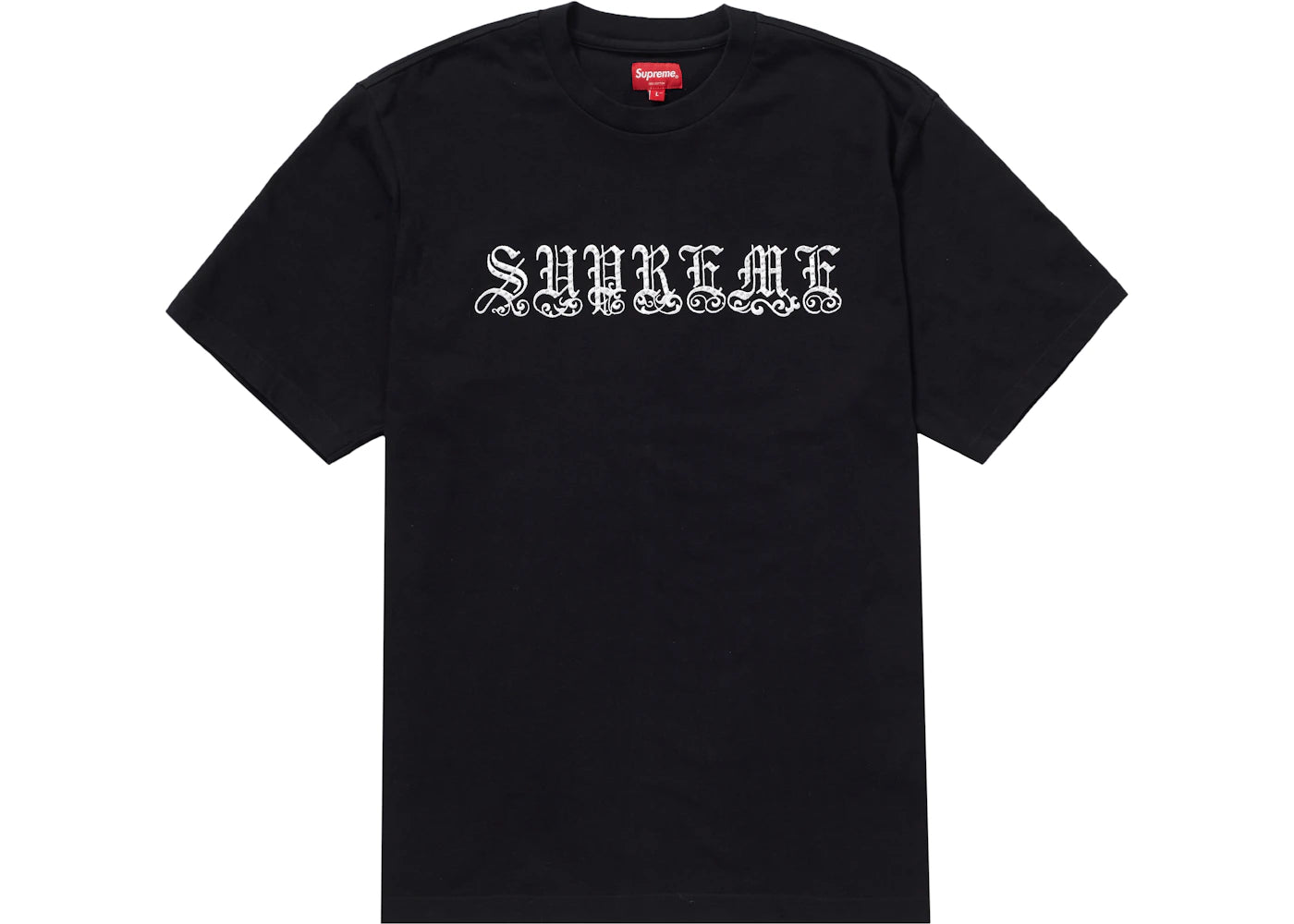 Supreme Old English Rhinestone S/S Top Black