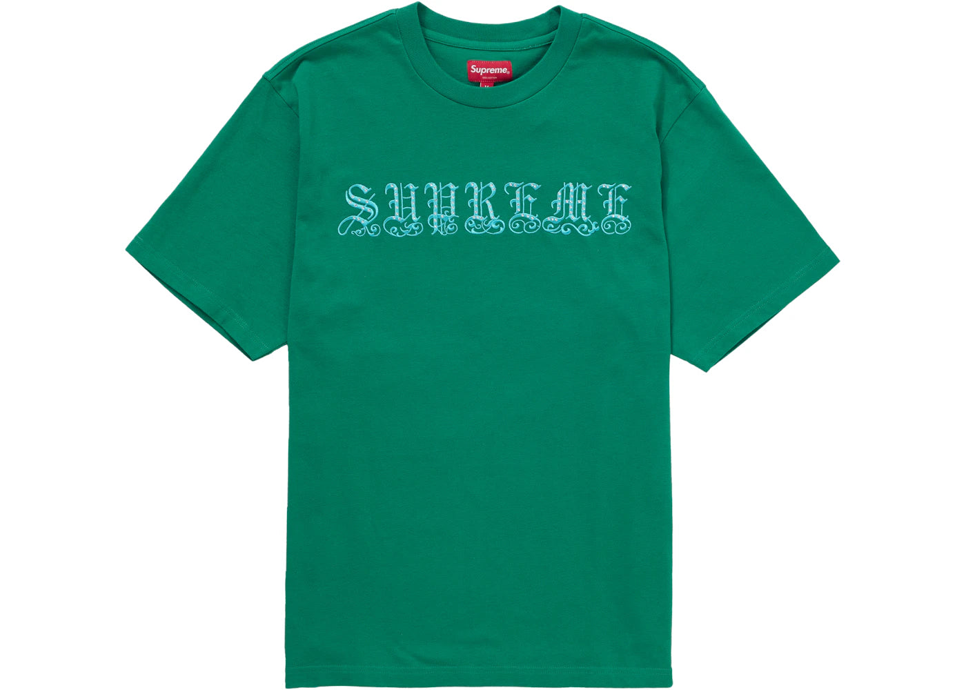 Supreme Old English Rhinestone S/S Top Green
