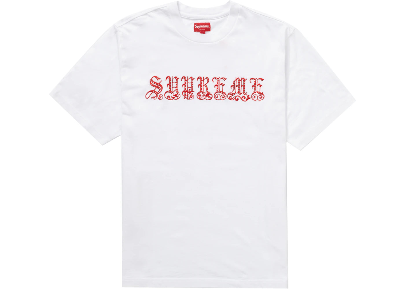 Supreme Old English Rhinestone S/S Top White