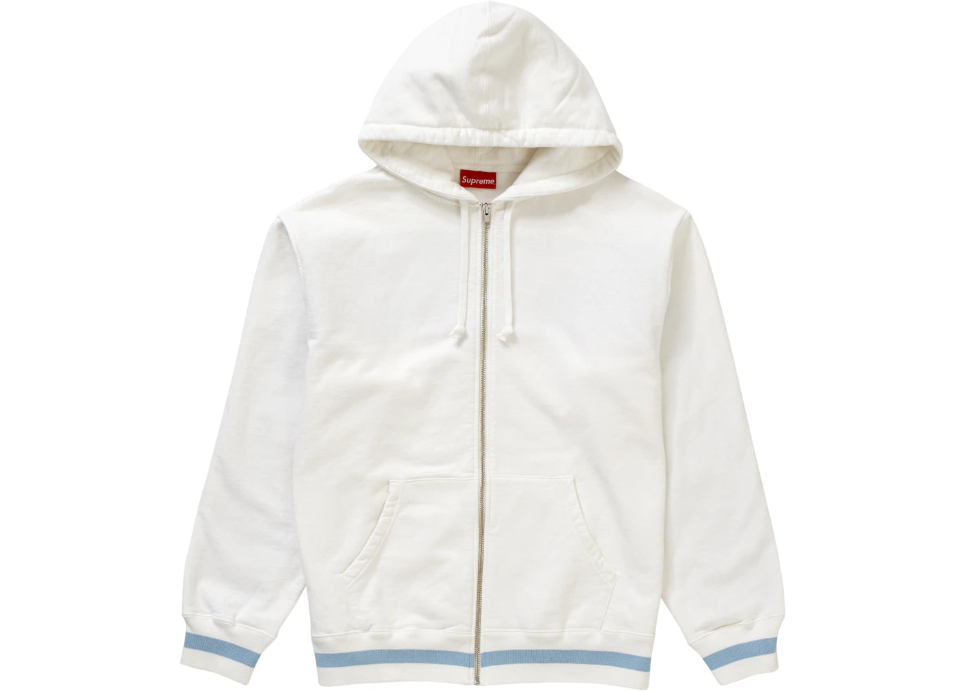 Supreme Old English Stripe Zip Up Sweatshirt White