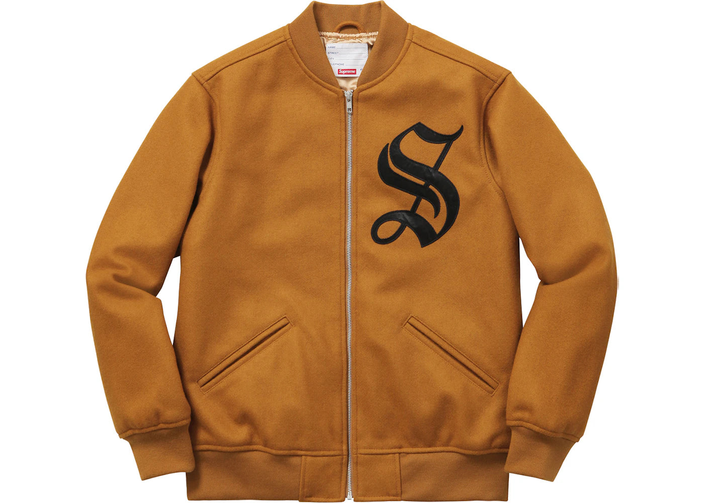 Supreme Old English Varsity Jacket Dk Gold