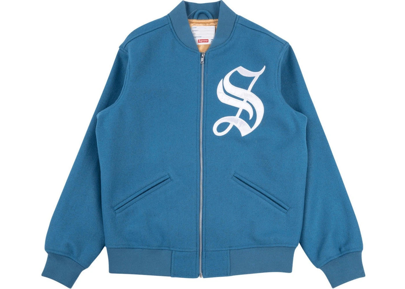 Supreme Old English Varsity Jacket Dusty Blue