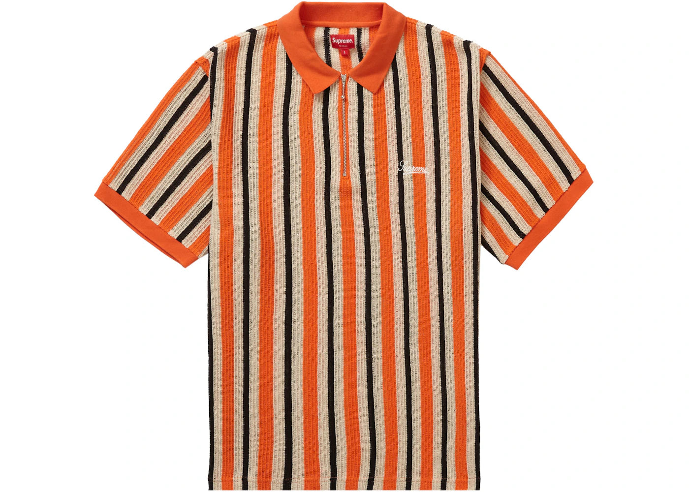 Supreme Open Knit Stripe Zip Polo Orange