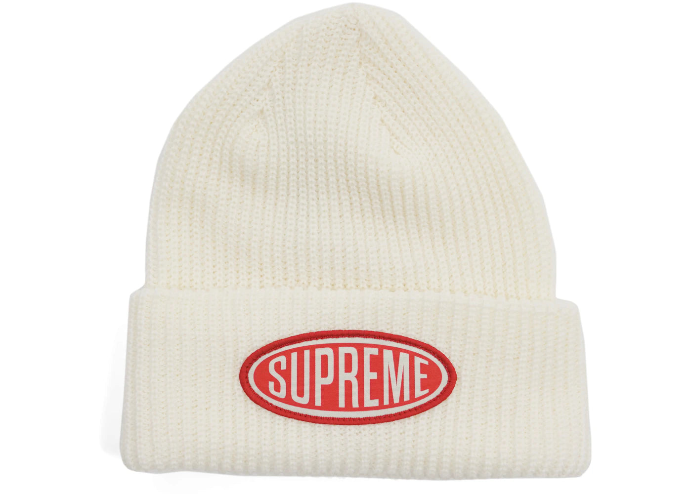 Supreme Oval Patch Beanie White