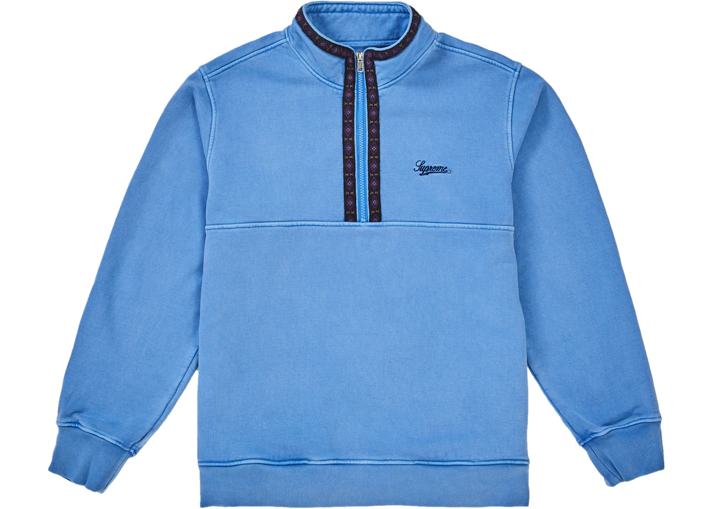Supreme Overdyed Half Zip Sweatshirt Blue