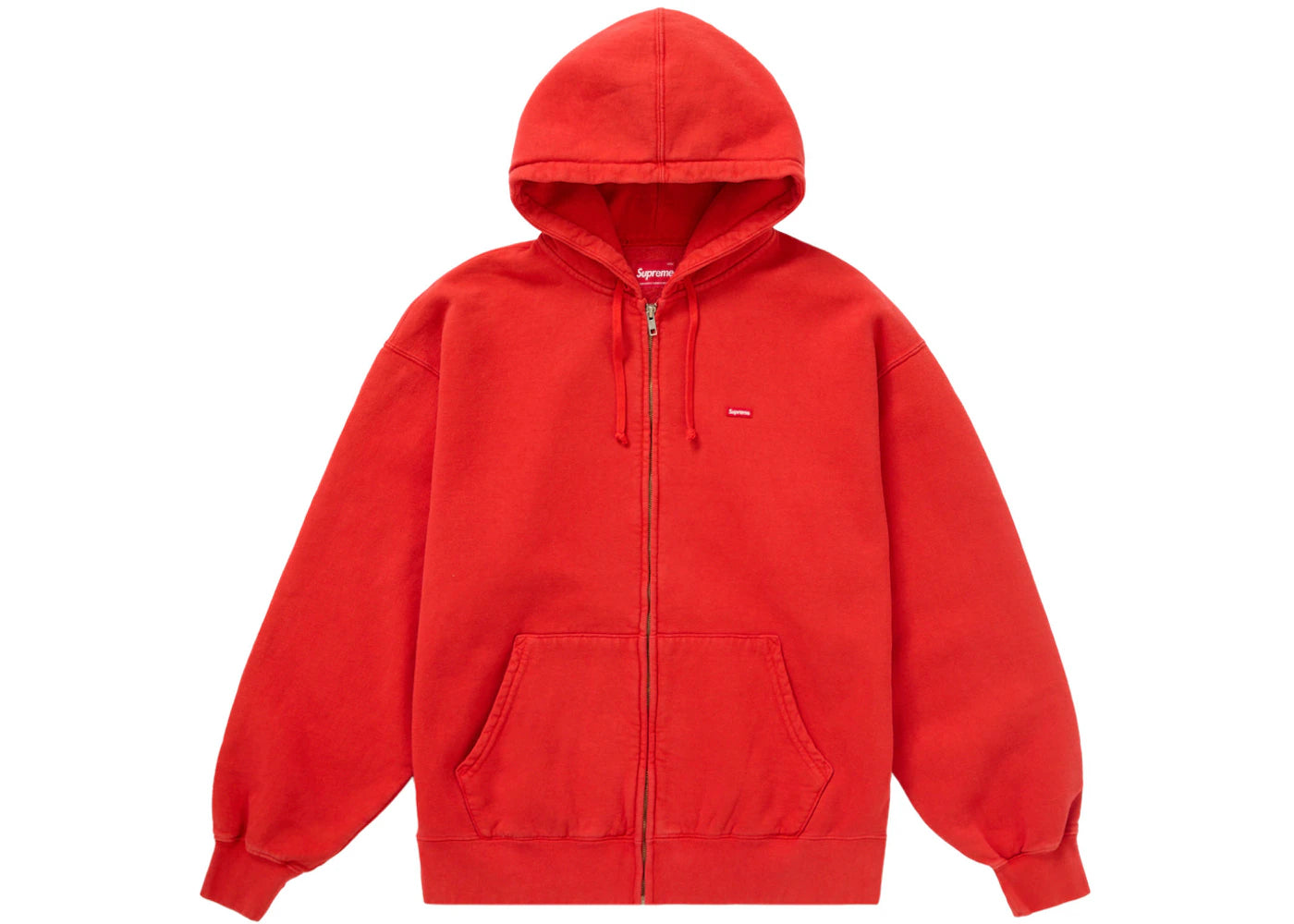 Supreme Overdyed Small Box Zip Up Hooded Sweatshirt Red