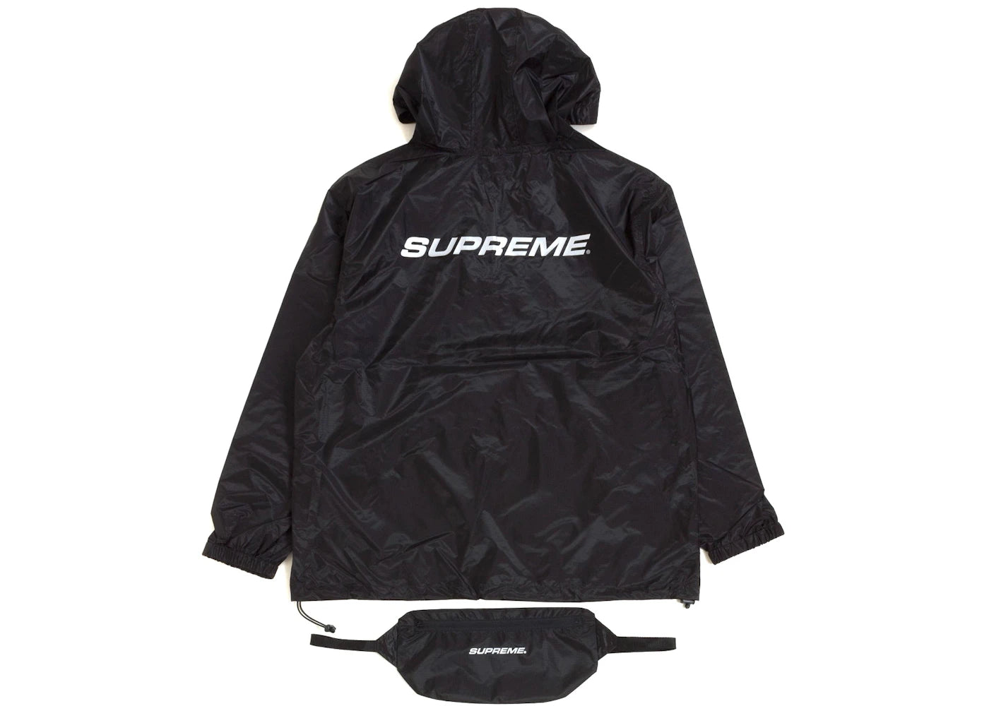 Supreme Packable Ripstop Pullover (With Packable Bag) Black
